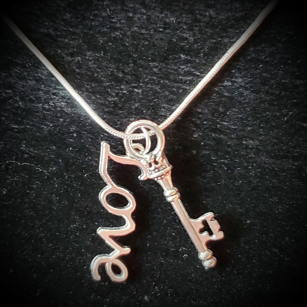Vintage Inspired Love Is Key .925 Sterling Silver